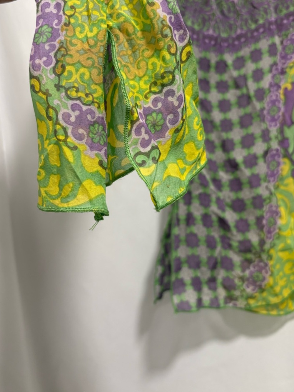 Hale Bob Silk Blend Beaded Boho Tunic Top Green Purple Size S - Picture 8 of 8